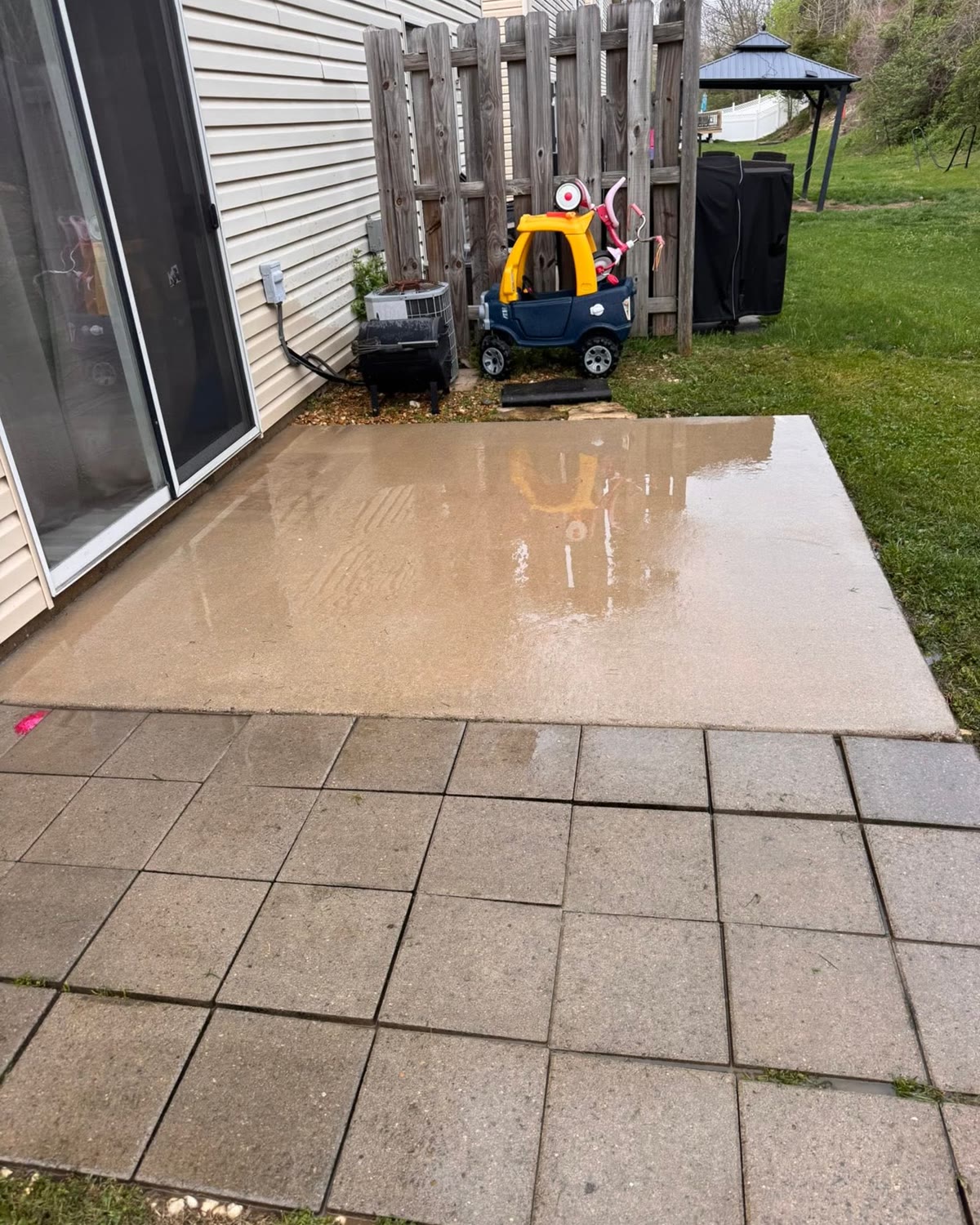 The same patio and pavers, clean after washing